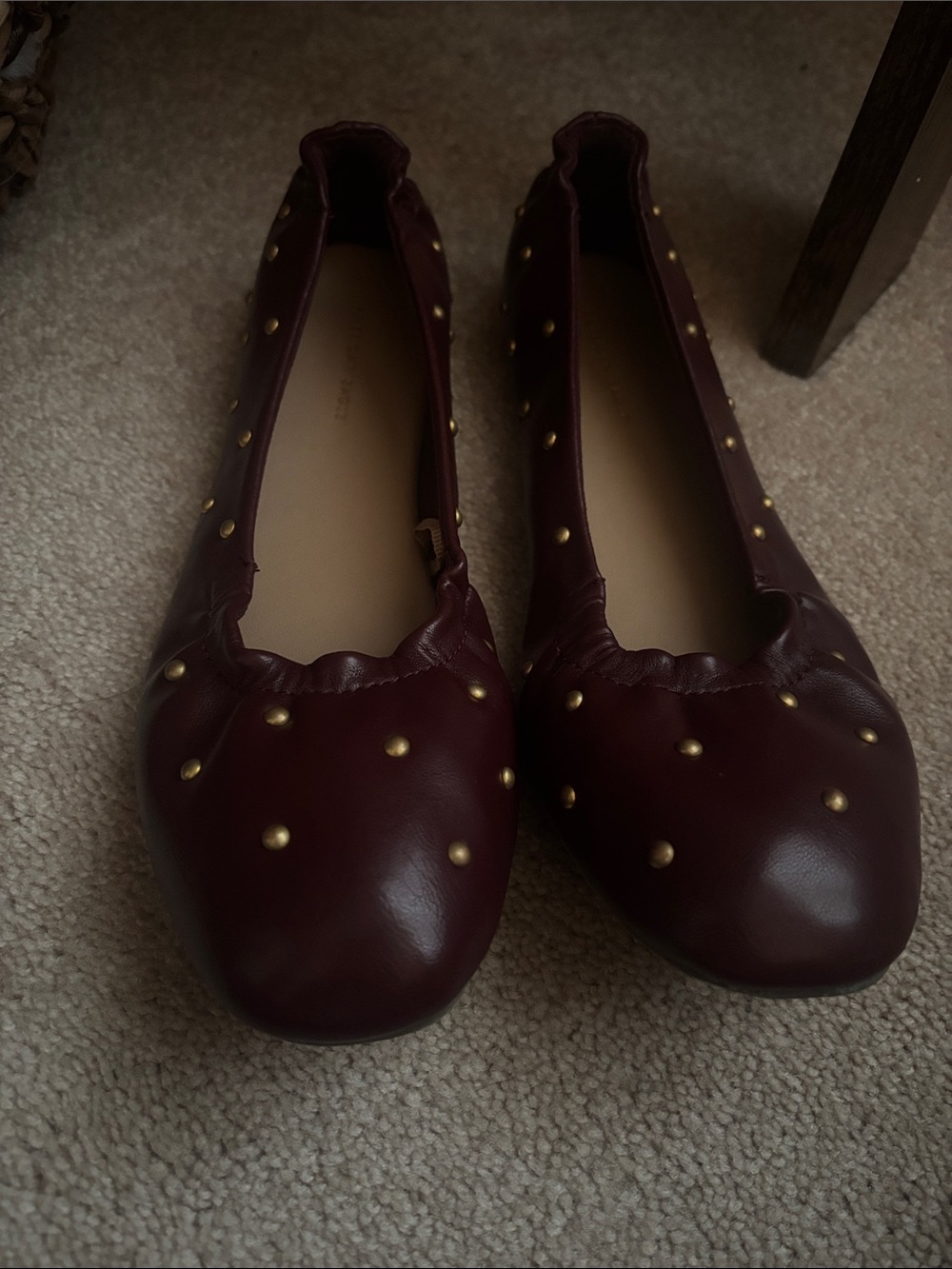 AE Women’s Burgundy Studded Ballet Flats